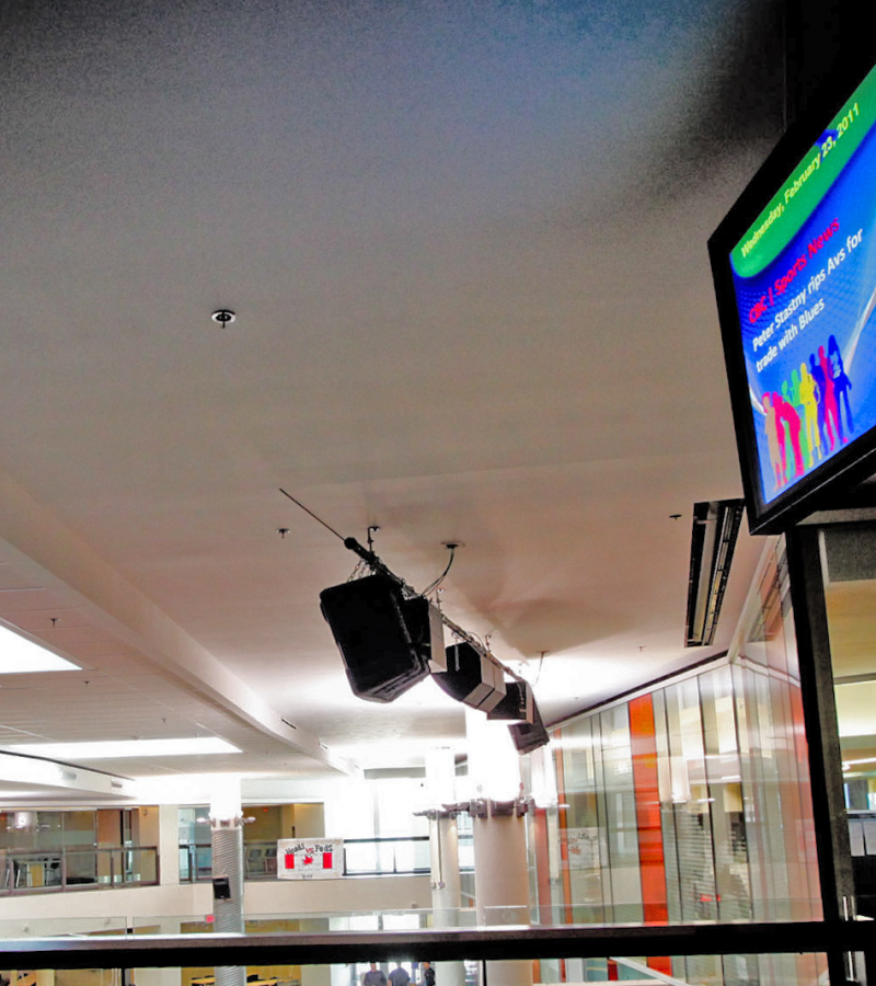 digital screen with real-time information in education facility