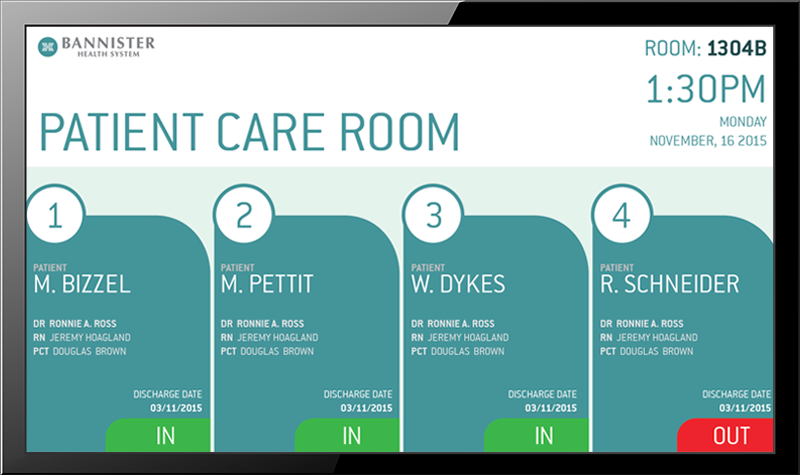 Healthcare screen with IOT data