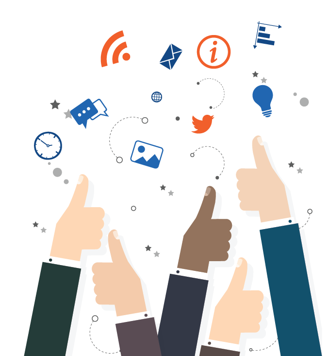 hands in air with human resources information icons