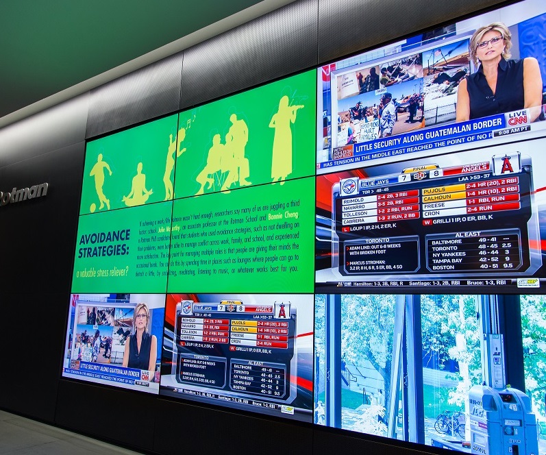 video wall in reception area