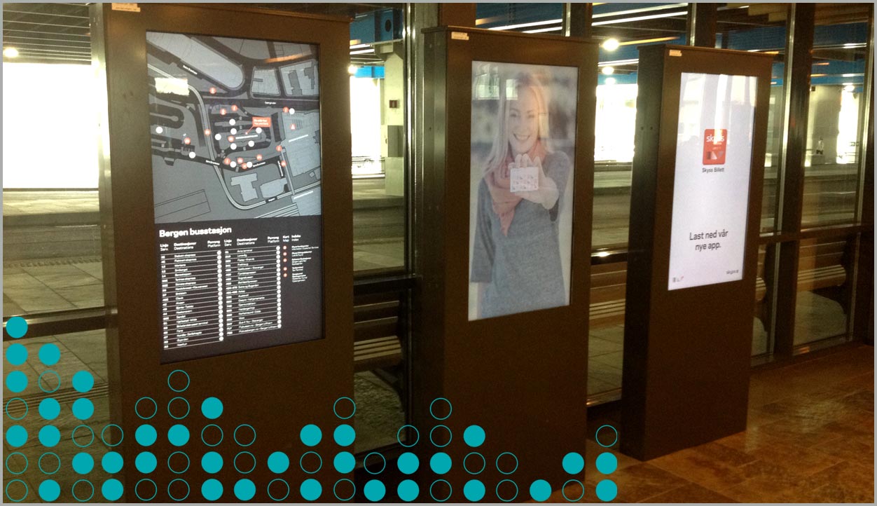 kiosk screens in transporation facility
