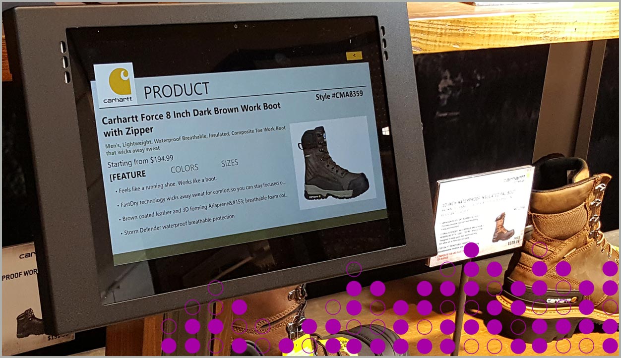 kiosk screen at Carhartt