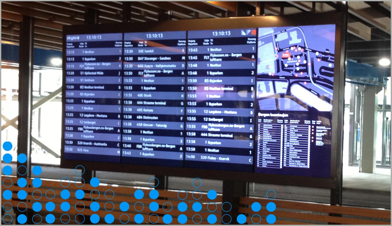 schedule screen in transportation facility