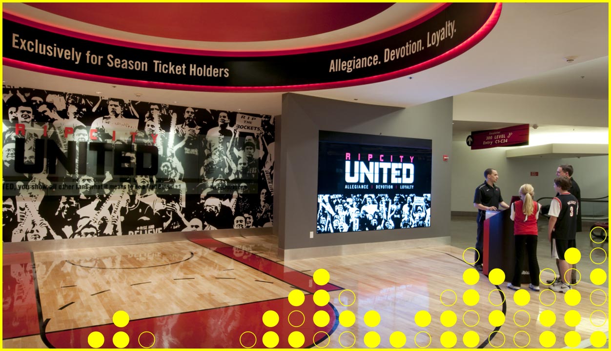 lobby video wall in sports arena