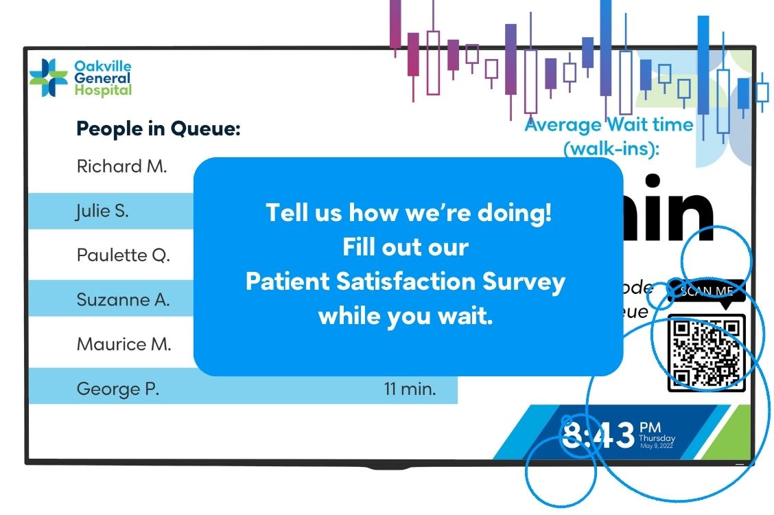 wait times screen with survey