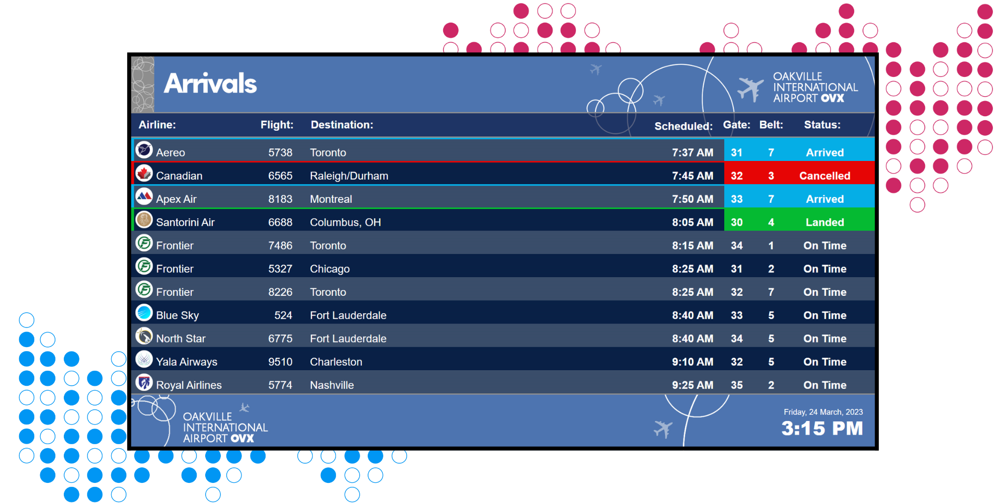 Schedule screen in airport