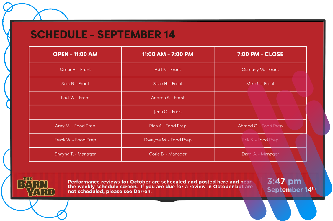 employee scheduling screen