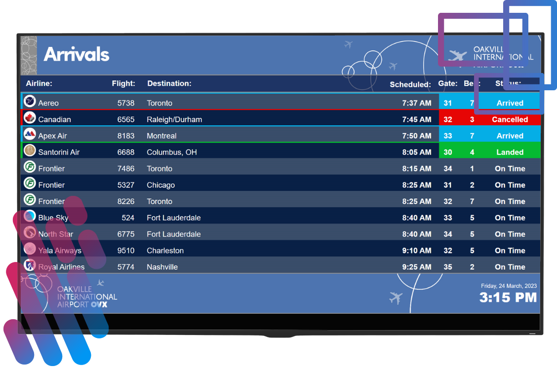 airport scheduling screen