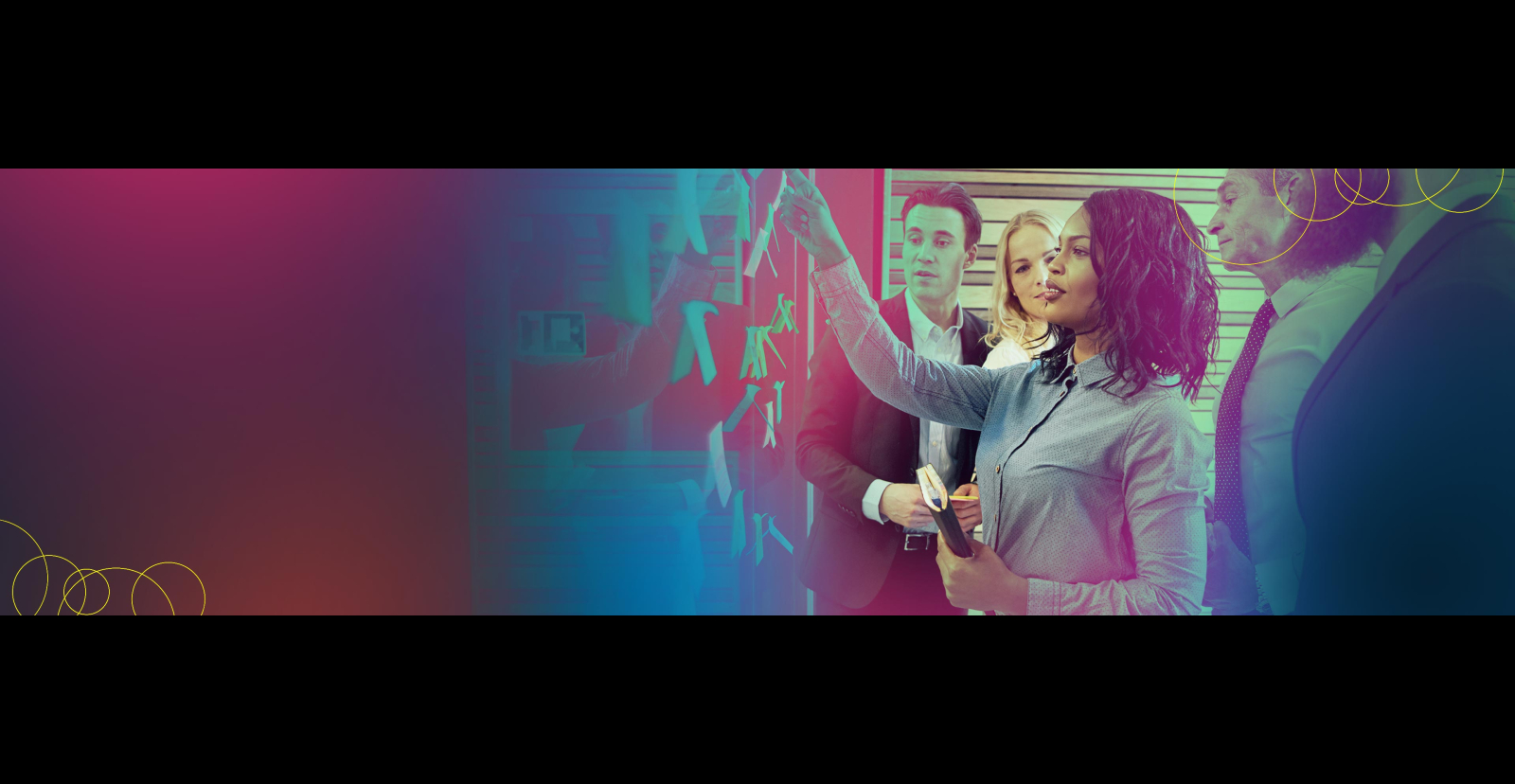 sales and marketing people touching digital screen