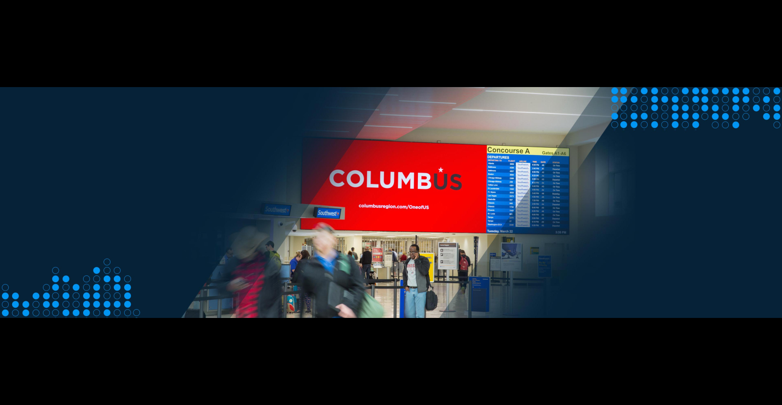 video wall in airport
