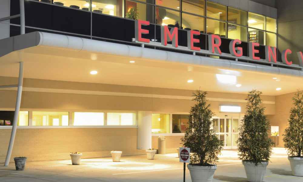 exterior of hospital at night