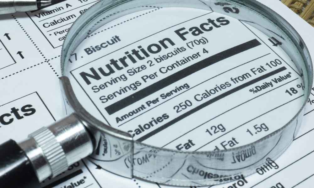 magnifying glass over nutrition label