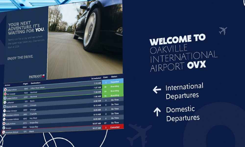 digital signage screen in airport