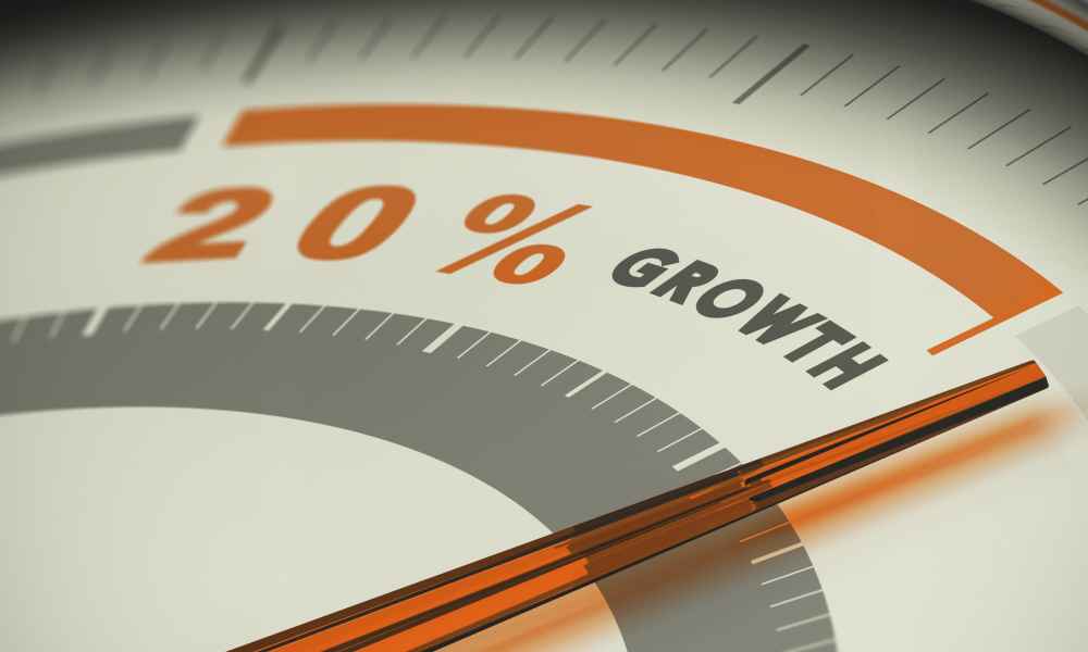 guage pointing to 20% growth