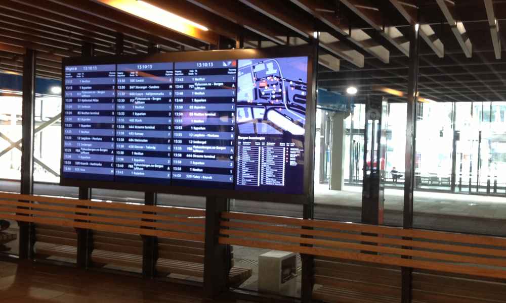 digital screen with real-time transit information