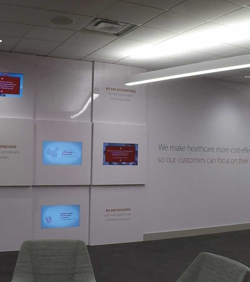 digital screens in corporate office
