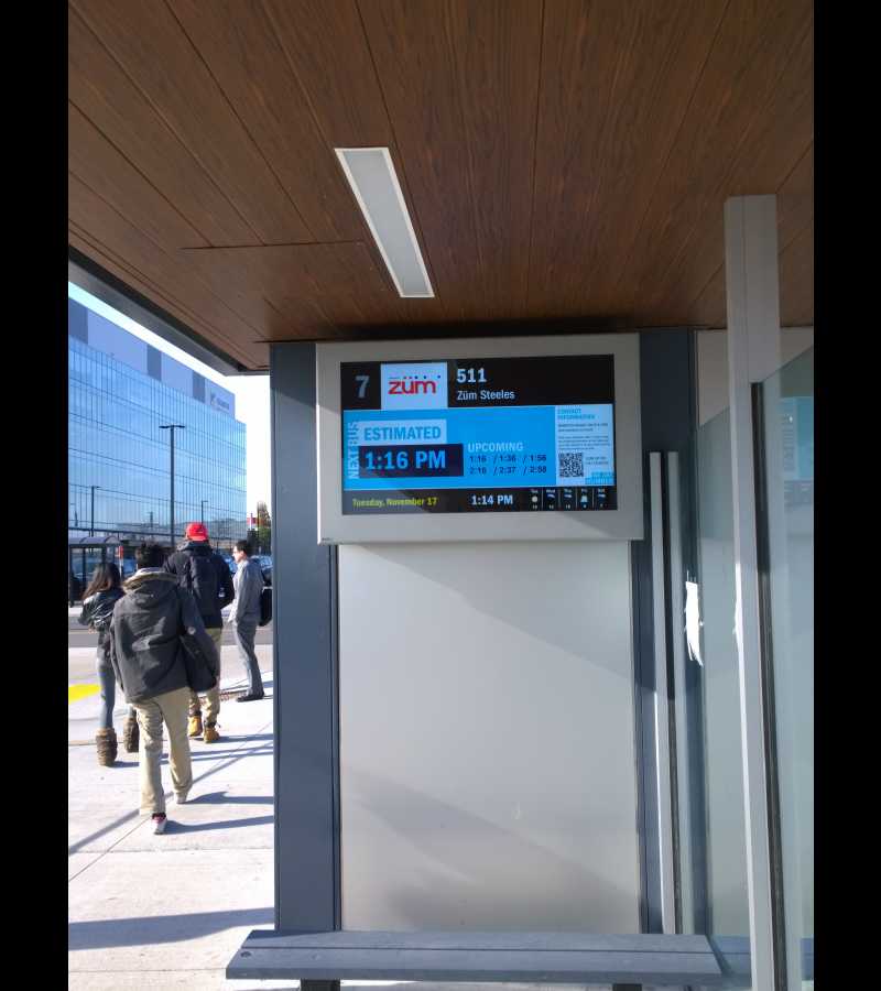 digital screens in transit shelter 