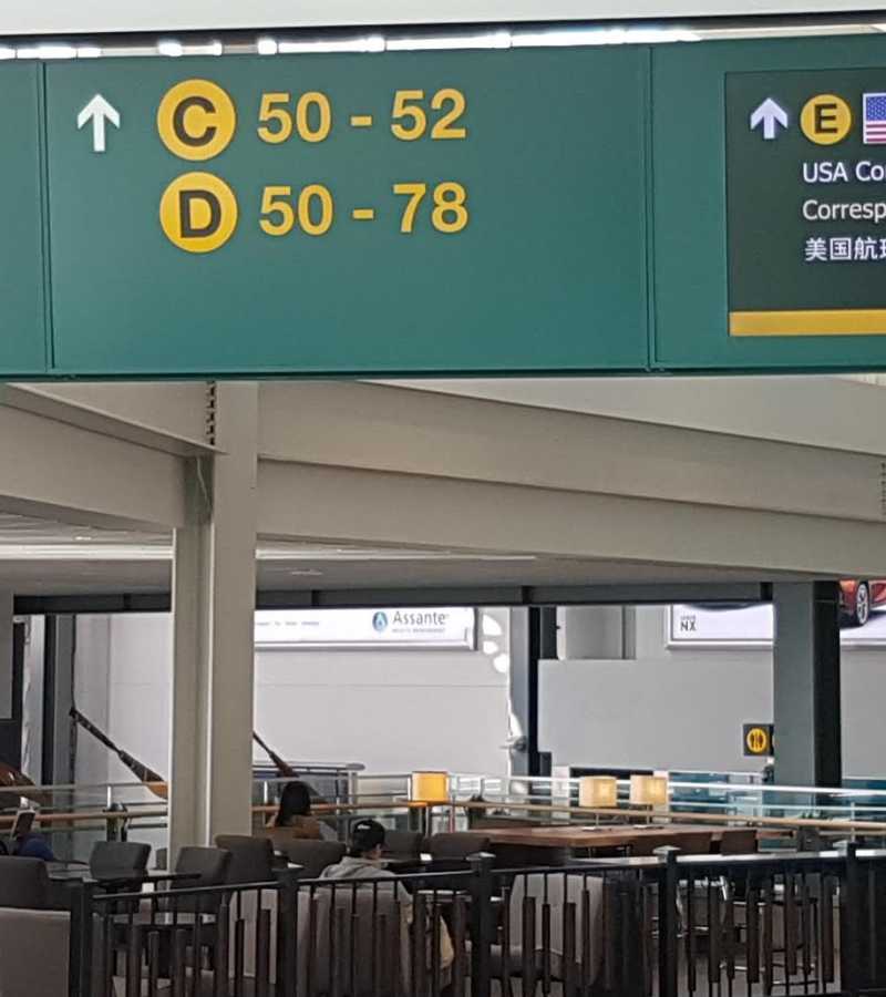 Directional signage in airport.
