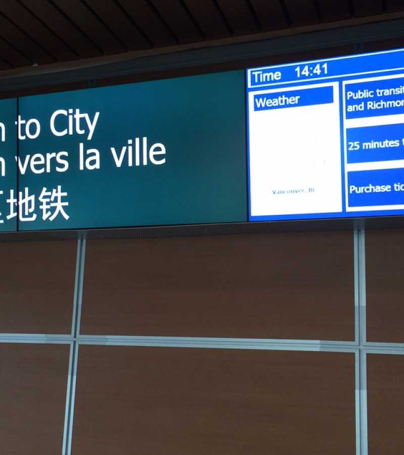 video wall with direction and general information in airport
